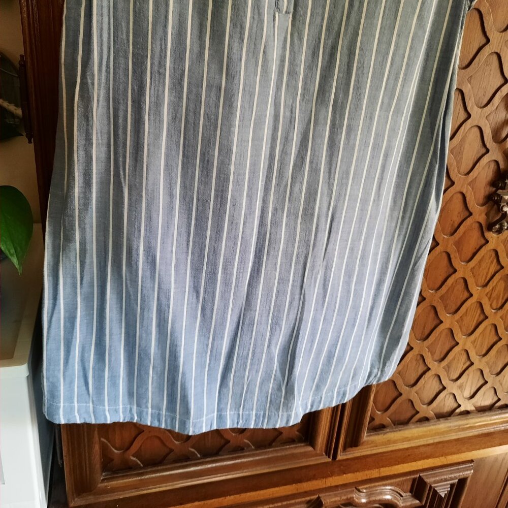 TO RELIST -Old Navy Flutter Sleeve Tie-Belt Shirt Dress - Chambray Stripes, Sz S - Picture 7 of 16